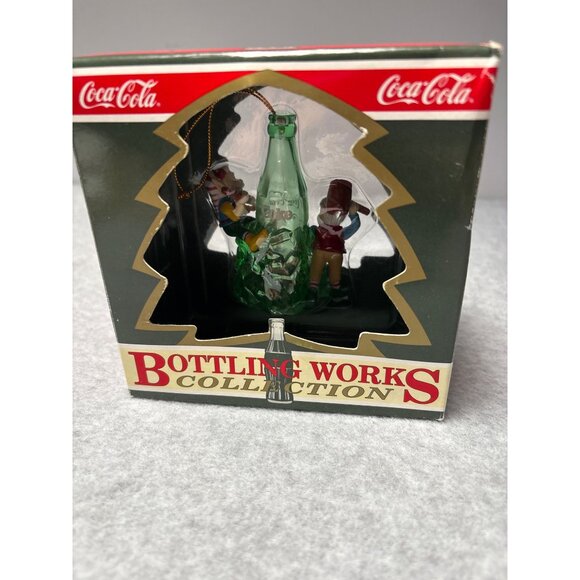 Coca-Cola Bottling Works Collection Ornament 1994 Elves Climbing Green Coke Bott - Picture 7 of 11